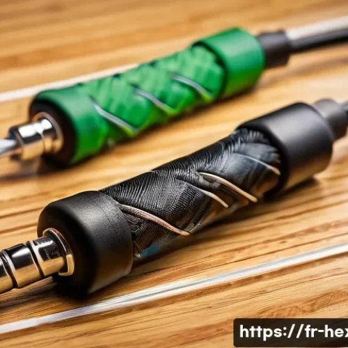 스피드 로프와 일반 줄넘기의 차이 - A detailed close-up of two jump ropes side by side on a wooden gym floor: one is a traditional heavy...