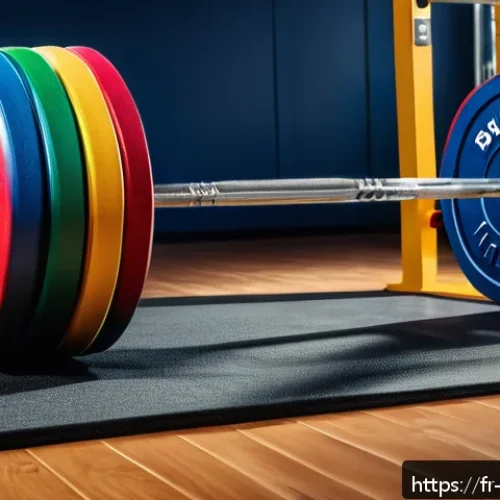 근력 운동 초보자를 위한 바벨 세트 추천 - A professional gym setting featuring an Olympic barbell approximately