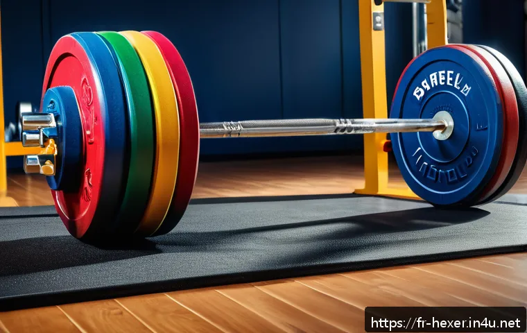 근력 운동 초보자를 위한 바벨 세트 추천 - A professional gym setting featuring an Olympic barbell approximately